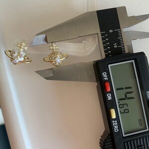 Gold Vivienne Wes White Vintage-Inspired Earrings with Pearl and Crystal Accents